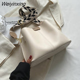 Weiyinxing Designer Wide Strap Bucket Small Women Handbags Autumn 2023 Fashion Simple Large Capacity Ladies Shoulder Crossbody Bags