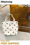 Weiyinxing Retro Women Small Tote Shoulder Bags Student Girls Lunch Bento Bag Hand Carry Shopper Bag Female Clutch Purse Handbags