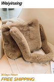 Weiyinxing Solid Color Women Plush Crossbody Bag Casual Faux Fur Female Large Shoulder Bags Fashion Elegant Ladies Purse Handbags