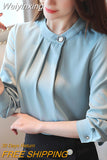 Weiyinxing Mujer De Moda 2023 Blouse Women Long Sleeve Women Blouses Shirts Stand Collar Chiffon Blouse Shirt Women Tops Blusa B989