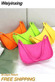 Weiyinxing Women's Felt Handbag 2023 New Style One Shoulder Bag Fashion Wool Felt Dumpling Shaped Candy Color Subaxillary Bag Trendy Soft