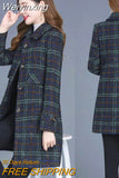 Weiyinxing Winter New Plaid Woolen Coat Women 2023 Middle-Aged Elderly Warm Fashion Double-Breasted Straight Overcoat