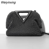 Weiyinxing Brand Cloud Bags for Women Leather Cowhide Fold Shoulder Bag Luxury Designer Triangle Handbag and Purse Crossbody Bag Clutch