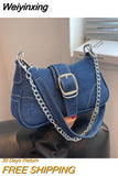 Weiyinxing New Ladies Denim Chain Shoulder Bag Fashion Trend Ladies Messenger Bag High Quality Net Red Casual Underarm Bag Women's Bag