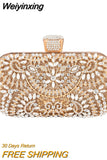 Weiyinxing Wedding Clutch Purse Luxury Women Handbag Design Party Shoulder Bag Flower Hollow Out Pattern Ladies Evening Night Bag