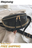 Weiyinxing Gold Chain Design PU Leather Crossbody Bags For Women 2023 New White Shoulder Messenger Handbags Small Chest Bag Travel