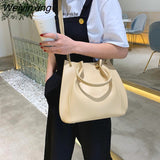 Weiyinxing Women's Handbags Large Capacity Top-handle PU Leather Bucket Crossbody Bag Casual Messenger Shoulder Bag Female