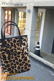 Weiyinxing Leopard Pattern Women Shoulder Bags Fashion Faux Fur Ladies Small Purse Handbags Female Daily Mini Tote Top Handle Bag