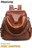 Weiyinxing Women Leather Backpack Travel Female Shoulders School Bag Pretty Style Girls Daypack Shopping Rucksack