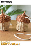 weiyinxing Rattan Mushroom Basket Bag Designer Wicker Woven Women Handbags Lovely Summer Beach Straw Bag Bali Holiday Box Purses