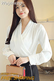 Weiyinxing Sleeve Women Blouses Shirts Blusas Mujer De Moda 2023 Blouse Women V-neck Office Chiffon Blouse Shirt Women Tops Blusa B757