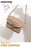 weiyinxing Handmade Woven Crossbody Bag for Women Designer Knitting Chains Shoulder Bag Casual Lady Small Flap Female Purses 2023