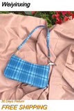 Weiyinxing Shoulder Underarm Bags for Women Fashion Ladies Simple Plaid Purse Handbags Retro Girls Messenger Bag Sac A Main Femme