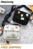Weiyinxing Bags Women Canvas Flap-bag Kawaii Harajuku All-match Students Casual Female Handbags Korean Ulzzang Daily Chic Fashion