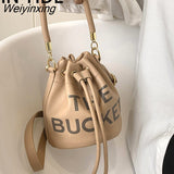 Weiyinxing Drawstring The Bucket Bag Brands Women's Handbags Candy Color Shoulder Crossbody Bag Designer Bags for Women 2023 Tote