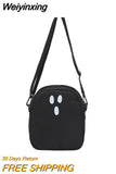 Weiyinxing White Funny Cute Ghost Kawaii Women Canvas Bag Cartoon Harajuku Chic Ins Shopper Bag Women Shoulder Bags Large Capacity