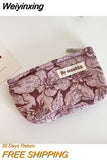 Weiyinxing Jacquard Flower Women's Cosmetic Bag Simple Portable Ladies Small Coin Purse Floral Handbags Student Girls Storage Bags