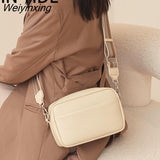 Weiyinxing Style Small Shoulder Bags For Women Solid Color Pu Leather Wide Strap Crossbody Bag Female Phone Purse Messenger Handbag