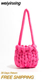 weiyinxing Crochet Crossbody Bags Designer Knitted Women Shoulder Bags Rope Woven Messenger Bag Handmade Small Tote Shopper Purses