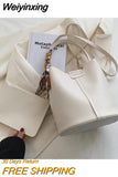 Weiyinxing Bucket Bag Women's High-capacity Handbags 2023 Korean Version Fashion Advanced Texture Silk Scarf Handheld Bucket Bags Niche