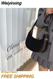 Weiyinxing Leather Women's Underarm Bag Retro Color Ladies Hobos Small Shoulder Bags Purse Handbags Female Half Moon Crossbody Bag