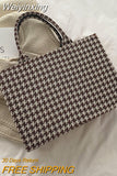 Weiyinxing Tote Bag Large Capacity Ladies Luxury Designer Handbags For Women PU Leather Striped Square Vintage Top Handle Shopper Bag