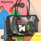 Weiyinxing Puppy Waterproof Pu Leather Bag Cute Cartoon Large Capacity Shoulder Bag Tote Bag Women's Bag Storage Bag Messenger Bag