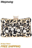 Weiyinxing Wedding Clutch Purse Luxury Women Handbag Design Party Shoulder Bag Flower Hollow Out Pattern Ladies Evening Night Bag