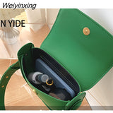 Weiyinxing Trend Crossbody Bags for Women 2023 Green Solid Flap Shoulder Bag Designer Handbags and Purses Small Women Messenger Bag