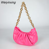 Weiyinxing Bag Women's 2023 New Underarm Bag Solid Color Pleated Bag Cloud Single Shoulder Messenger Bag Texture Handbag for Women