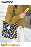 Weiyinxing Corduroy Women's Shoulder Bag Large Capacity Student Girls Casual Tote Book Handbags Flower Leopard Female Shopping Bags