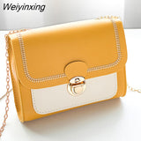 Weiyinxing New Women PU Leather Trend Lingge Crossbody Bag Fashion V Pattern Lattice Small Shoulder Bag White Black