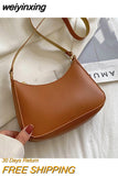 weiyinxing New Women's Fashion Handbags Retro Solid Color PU Leather Shoulder Underarm Bag Casual Women Hobos Handbags