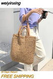 weiyinxing straw women shoulder bags wicker woven handbags rattan summer beach bag large capacity tote lady big purses shopper new