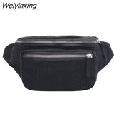 Weiyinxing Women Corduroy Waist Bag Ladies Designer Canvas Fanny Pack Fashion Brown Money Phone Chest Banana Bag Female Bum Belt Bags phone