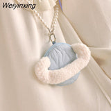 Weiyinxing Cute Cloud Bag High Capacity Crossbody Kawaii Cashmere Vest Bag New Tote Bag Fall/winter Plush Bag Women Crossbody Bag