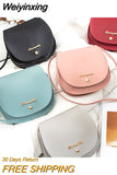 Weiyinxing New Crossbody Bag Women's Fashion Simple Saddle Bags Japanese Korean Style One Shoulder Bag Solid Color Conchoidal Handbag