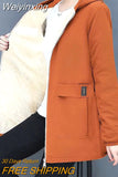 Weiyinxing Women Windbreaker 2023 New Autumn Women's Fleece Jacket Casual Hooded Winter Overcoat Zipper Pocket Female Basic Coat