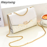 Weiyinxing Women Shoulder Messenger Bag Metal Sequin Chain Crossbody Phone Bags Ladies Luxury Designer Street Square Bags