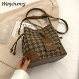 Weiyinxing YIDE New Retro Leopard PU Leather Bucket bag Crossbody Bags Handbag Women Shoulder Purses Female Luxury Brand 2023 Fashion