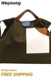 Weiyinxing Designer Handbag Large-capacity Canvas Panel Color Contrast Shoulder Bags Vintage Versatile Fashion Buckle Underarm Bag