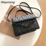 Weiyinxing Plaid Women Shoulder Bag Fashion Chain Crossbody Bags Brand Designer Handbags and Purses Small Flap Top Handle Bags