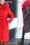 Weiyinxing Double Side Down Cotton Jacket Fur Collar Hooded Parka Women Quilted Jacket Female Coat Windproof Long Print Snow Outwear