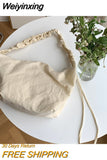 Weiyinxing High Capacity Shoulder Bag Nylon Large Dumpling Bags Pleated Shoulder Strap Handbags Ruched Trendy Purse With Zipper