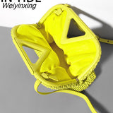 Weiyinxing Brand Cloud Bags for Women Leather Cowhide Fold Shoulder Bag Luxury Designer Triangle Handbag and Purse Crossbody Bag Clutch