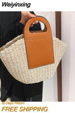Weiyinxing Ladies Basket Shopper Bag Beach Straw Bag Summer Woven Travel Handbag For Women Luxury Design Underarm Shoulder Bags