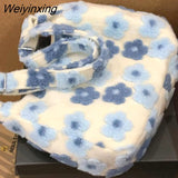 Weiyinxing Winter Flower Lamb Wool Plush Bag Student Large Capacity Tote Bag Shoulder Bag Women Bag Crossbody Bags for Women