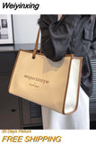 Weiyinxing Capacity Canvas Shoulder Tote Bags For Women Luxury Designer 2023 Casual Travel Shopping Work Fashion New PU Handbags