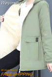 Weiyinxing Women Windbreaker 2023 New Autumn Women's Fleece Jacket Casual Hooded Winter Overcoat Zipper Pocket Female Basic Coat