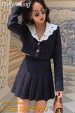 Weiyinxing Winter French Vintage Small Fragrance Tweed Two Piece Set Women Jacket Coat + Skirt Suits High Street Fashion 2 Piece Sets